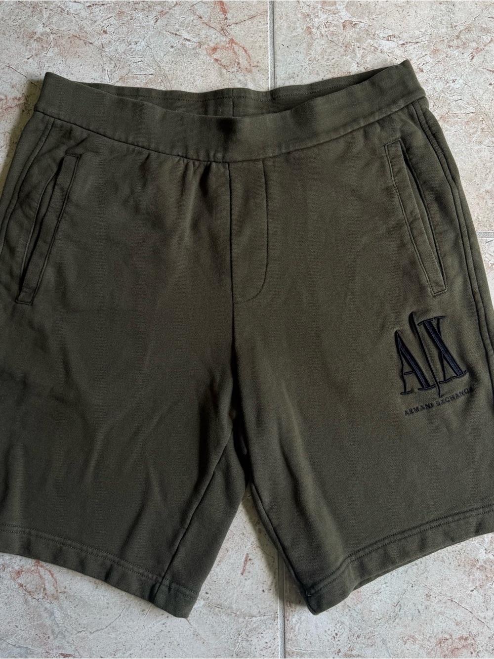 Armani Exchange Olive Green Athletic Logo Shorts